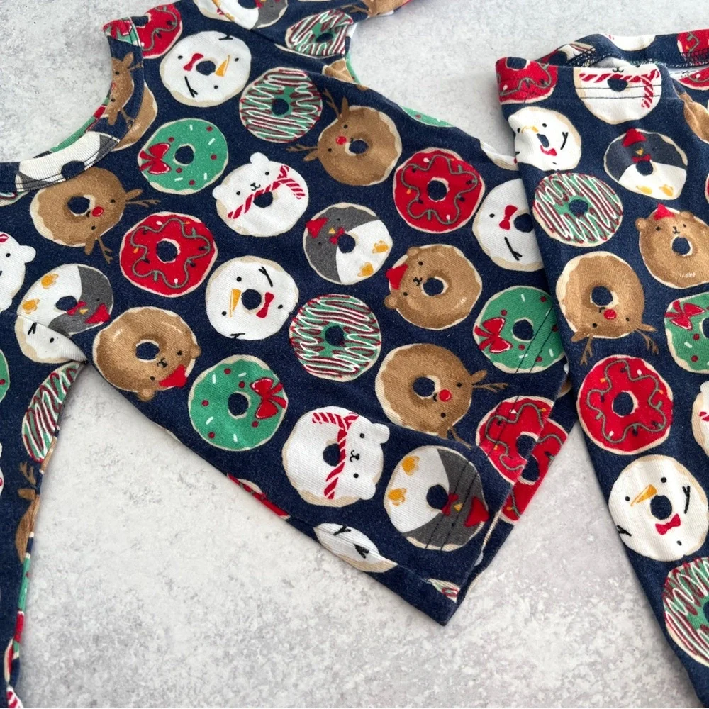 6-12M🎄🍩 Baby GAP Holiday Donuts Organic Cotton PJ Pajamas Set